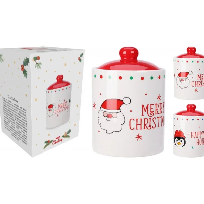 Koopman Barattolo di Natale in Ceramica 12x18 cm. Pezzo Singolo