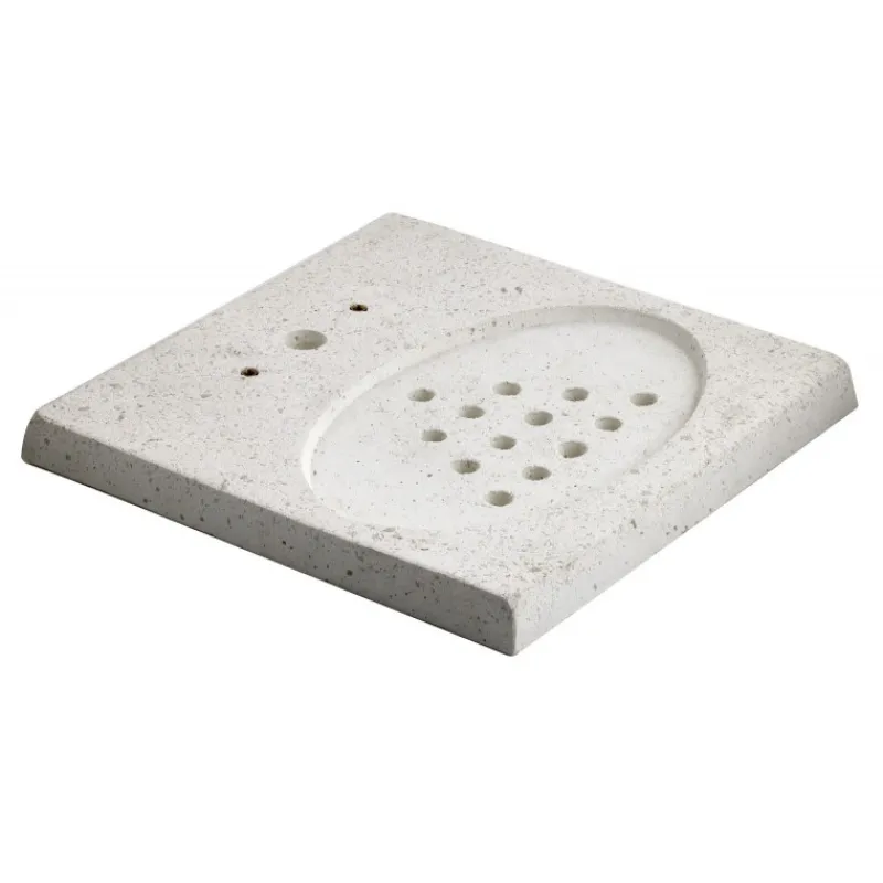 Acquapoint Base in Cemento Bianco Perforata con Griglia di Scarico per Fontane Ground Aquapoint
