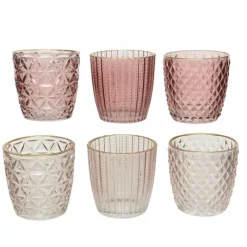 Kaemingk Bicchiere Rosso Porta Tea Light h 8 cm. Pezzo Singolo