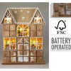 Koopman Calendario Avvento Luminoso in Legno 37 cm