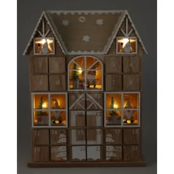 Koopman Calendario Avvento Luminoso in Legno 37 cm