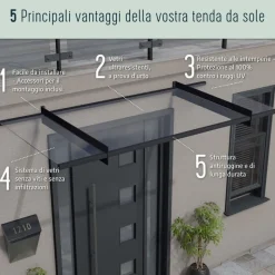 Canopia Aquila Pensilina Da Esterno 205X91 cm Grigio