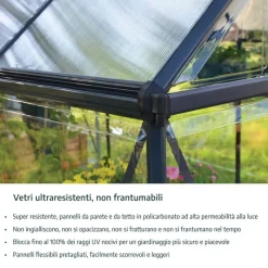 Canopia Harmony Trasparente Serra Da Giardino in Policarbonato 306X185X208 cm Argento