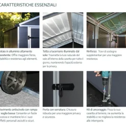 Canopia Rubicon Casetta Da Giardino in Policarbonato Ultra Resistente 303X185X217 cm Grigio Scuro