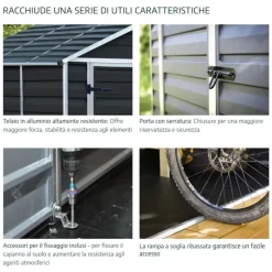 Canopia Rubicon Casetta Da Giardino in Policarbonato Ultra Resistente 303X237X235 cm Grigio Scuro