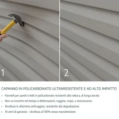 Canopia Rubicon Casetta Da Giardino in Policarbonato Ultra Resistente 303X237X235 cm Grigio Scuro