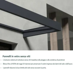 Canopia Sophia Pensilina Da Esterno 160X95 cm - Struttura Grigia Pannelli Opal Bianco