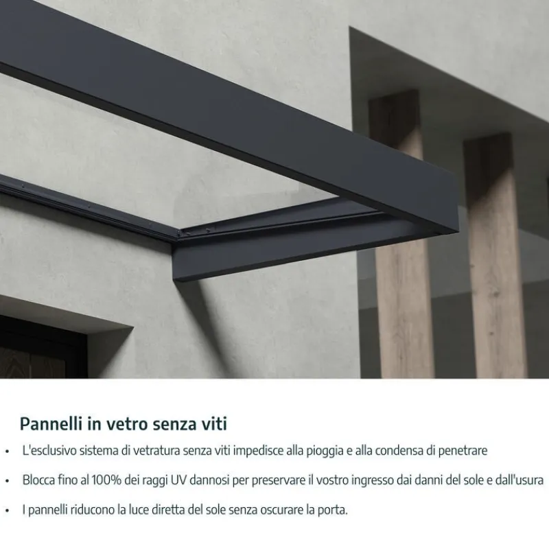 Canopia Sophia Pensilina Da Esterno 160X95 cm - Struttura Grigia Pannelli Opal Bianco