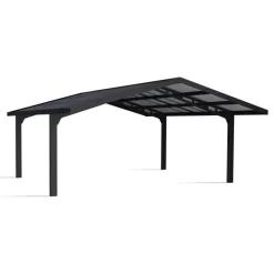 Canopia Sydney Carport Doppio Tetto Spiovente in Alluminio 6 X 6 m Nero