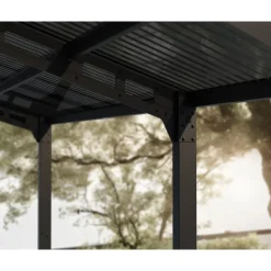 Canopia Sydney Carport Doppio Tetto Spiovente in Alluminio 6 X 6 m Nero