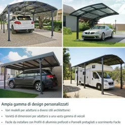 Canopia Sydney Carport in Alluminio 3 X 6 m Nero