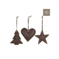 Edelman Cuore Stella Albero In Cuoio Cioccolato. Pezzo Singolo