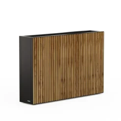 Herstera Fioriera Alta DECO PLANTER DIVIDER 25 in Metallo colore Nero e Legno 100x25x80 cm