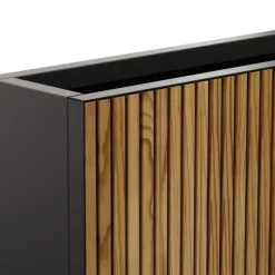 Herstera Fioriera Alta DECO PLANTER DIVIDER 25 in Metallo colore Nero e Legno 100x25x80 cm