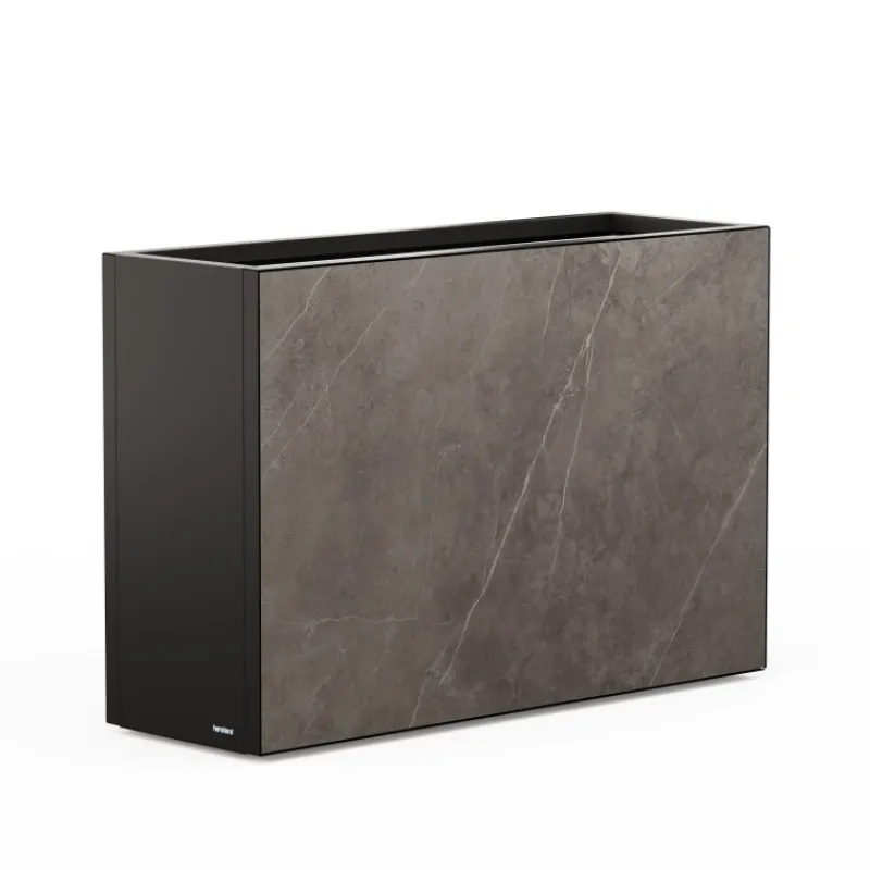 Herstera Fioriera Alta DECO PLANTER DIVIDER 40 in Metallo colore Nero e Pannello Effetto Marmo 120x40x80 cm