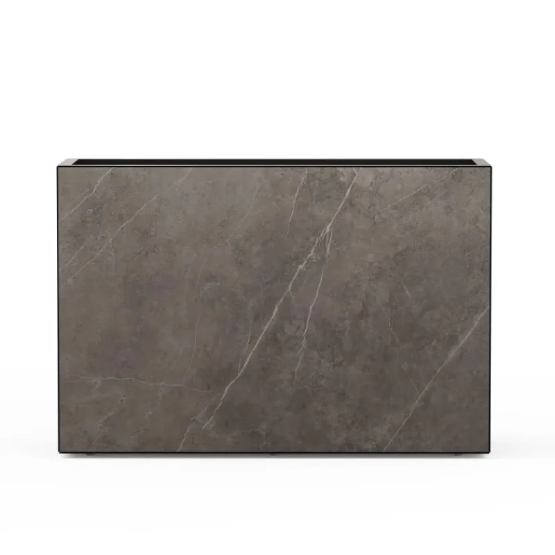 Herstera Fioriera Alta DECO PLANTER DIVIDER 40 in Metallo colore Nero e Pannello Effetto Marmo 120x40x80 cm