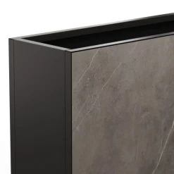 Herstera Fioriera Alta DECO PLANTER DIVIDER 40 in Metallo colore Nero e Pannello Effetto Marmo 120x40x80 cm