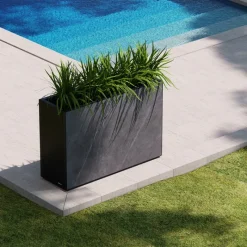 Herstera Fioriera Alta DECO PLANTER DIVIDER 40 in Metallo colore Nero e Pannello Effetto Marmo 120x40x80 cm