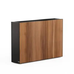 Herstera Fioriera Alta DECO PLANTER DIVIDER 25 in Metallo colore Nero e Pannello Effetto Legno 120x25x80 cm