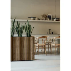 Herstera Fioriera Alta DECO PLANTER DIVIDER 40 in Metallo colore Nero e Legno 100x40x80 cm