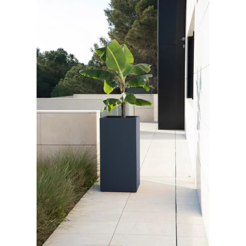 Herstera Fioriera Alta PLANTER COLUMN in Metallo colore Antracite 50x50x100 cm