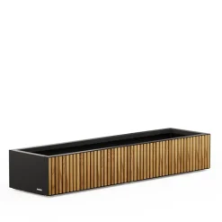 Herstera Fioriera Bassa PLANTER WOOD XIC 150 in Metallo colore Antracite 150x40x25cm