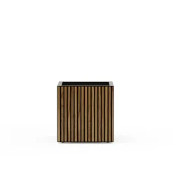 Herstera Fioriera Cubo DECO PLANTER in Metallo colore Nero e Legno 50x50x50 cm