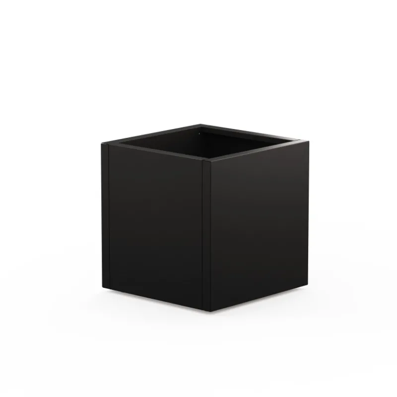 Herstera Fioriera Cubo DECO PLANTER in Metallo colore Nero e Legno 50x50x50 cm