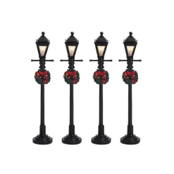 Lemax Gas Lantern Street Lamp Set of 4 B/O 4.5V Cod. 64498