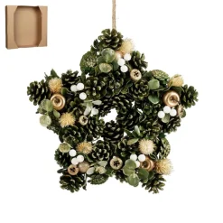 Edelman Ghirlanda Addobbata a Forma di Stella Color Verde 34 cm