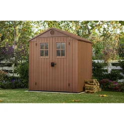 Keter Casetta da Giardino in Resina DARWIN 6x6 Wood con Finestre Frontali
