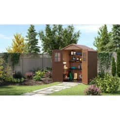 Keter Casetta da Giardino in Resina DARWIN 6x6 Wood con Finestre Frontali