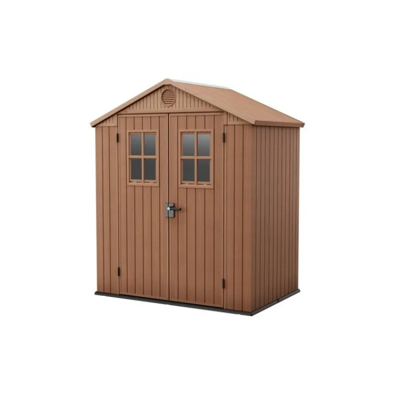 Keter Casetta da Giardino in Resina DARWIN 6x4 Wood con Finestre Frontali