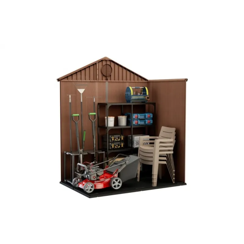 Keter Casetta da Giardino in Resina DARWIN 6x4 Wood con Finestre Frontali