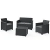 Keter Set 2 Poltrone + Divano + Tavolino contenitore EMMA LOUNGE Grafite