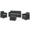 Keter Set 2 Poltrone + Divano 3 posti + Tavolino contenitore EMMA LOUNGE Grafite