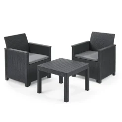 Keter Set 2 Poltrone + Tavolino Aperto EMMA BALCONY Grafite