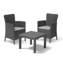Keter Set 2 Poltrone + Tavolino Aperto SALVADOR BALCONY Grafite