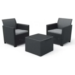 Keter Set 2 Poltrone + Tavolino CLAIRE BALCONY SET Grafite