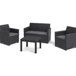 Keter Set Lounge MARIE Grafite Divano + 2 Poltrone + Tavolino Aperto
