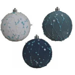 Kaemingk Pallina in velluto con perline e paillettes 8 cm. Pezzo Singolo