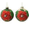 Kaemingk Palline di Natale con motivo Floreale da Appendere Set da 3