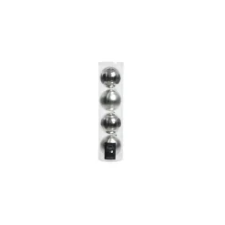 Kaemingk Palline di Natale da Appendere in Vetro 10 cm Argento. Set di 4