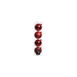 Kaemingk Palline di Natale da Appendere in Vetro 10 cm Rosso Natale. Set di 4