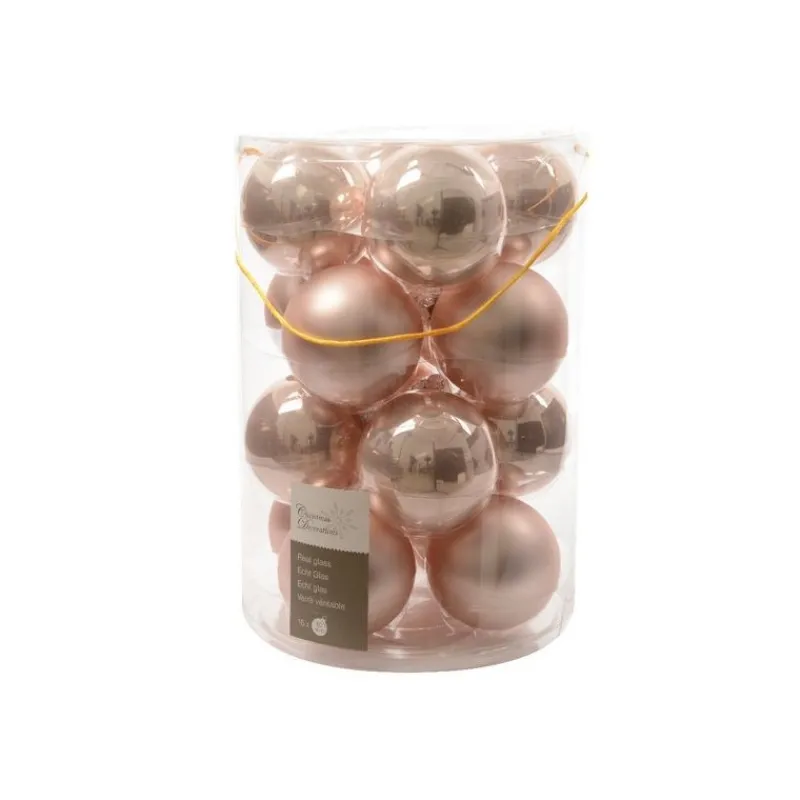 Kaemingk Palline di Natale da Appendere in Vetro 8 cm Rosa Antico. Set di 16