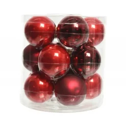 Kaemingk Palline di Natale in vetro da appendere 6 cm Rosso. Set 15
