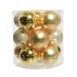 Kaemingk Palline di Natale in vetro da appendere 6 cm Oro e Perla. Set 15