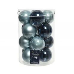Kaemingk Palline di Natale in vetro da appendere 8 cm Blu. Set 16