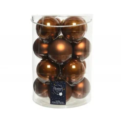 Kaemingk Palline di Natale in vetro da appendere 8 cm Cannella. Set 16