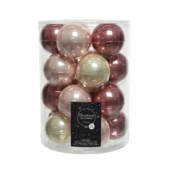 Kaemingk Palline di Natale in vetro da appendere 6 cm Oro e Rosa. Set 20